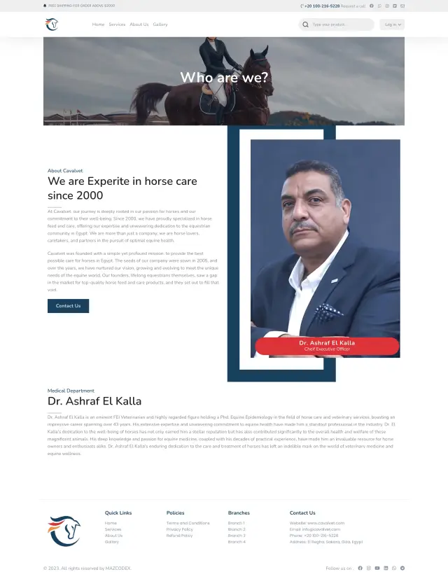 Cavalvet - Website design 1 | MAZCODEX portfolio