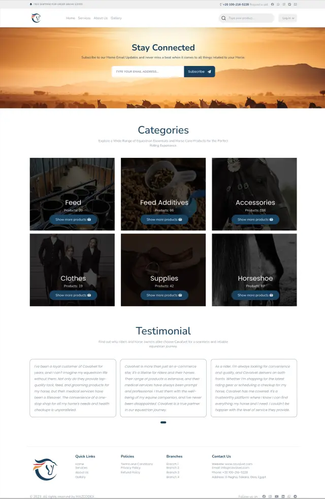 Cavalvet - Website design 3 | MAZCODEX portfolio