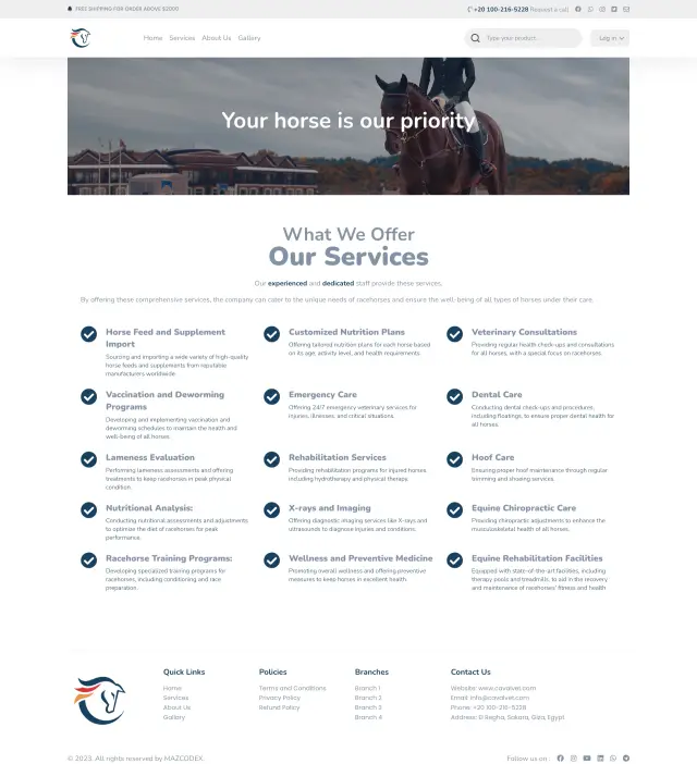 Cavalvet - Website design 6 | MAZCODEX portfolio