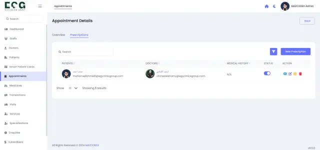 Egy Clinics Group - System screenshot 3 | MAZCODEX portfolio