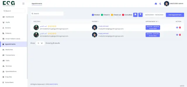 Egy Clinics Group - System screenshot 6 | MAZCODEX portfolio