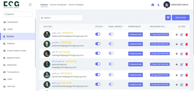 Egy Clinics Group - System screenshot 9 | MAZCODEX portfolio