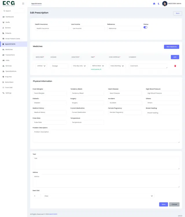 Egy Clinics Group - System screenshot 11 | MAZCODEX portfolio